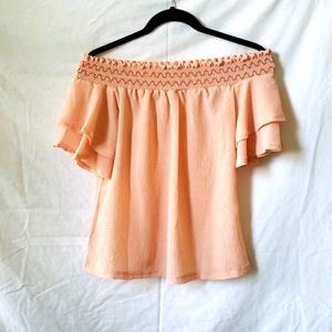 Off-the-shoulder pink top